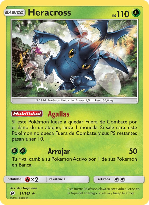 Heracross, card 11 from Sombras Ardientes