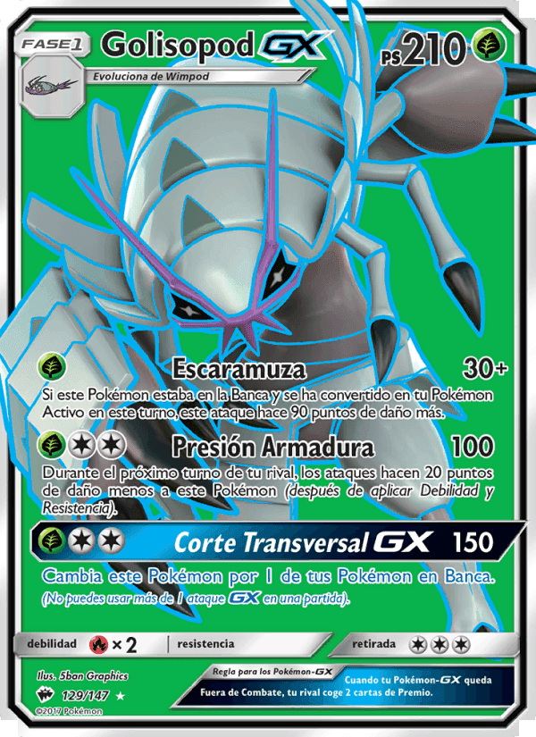 Golisopod GX, carta 129 de Sombras Ardientes