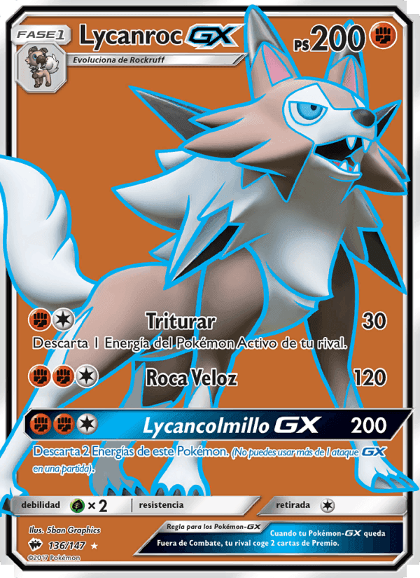 Lycanroc GX, card 136 from Sombras Ardientes