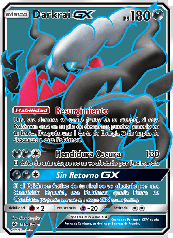 Darkrai GX, card 139 from Sombras Ardientes