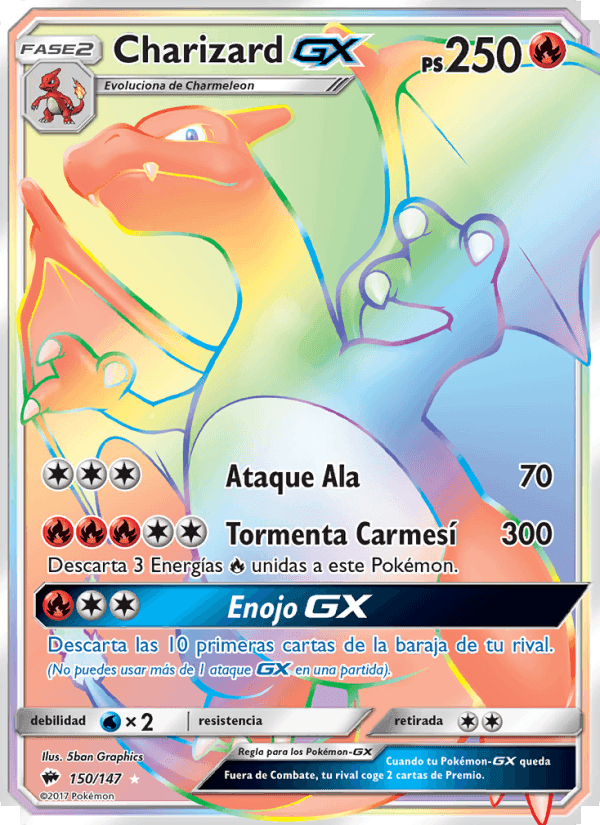 Charizard GX, card 150 from Sombras Ardientes