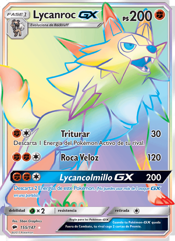 Lycanroc GX, card 155 from Sombras Ardientes