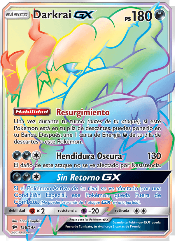 Darkrai GX, carta 158 di Sombras Ardientes