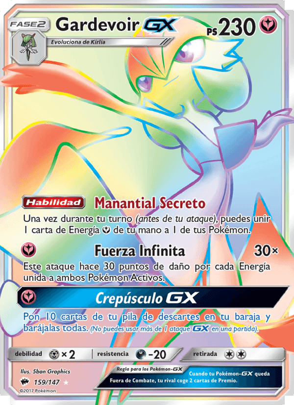 Gardevoir GX, carta 159 de Sombras Ardientes