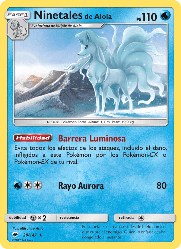 Ninetales de Alola, carta 28 de Sombras Ardientes
