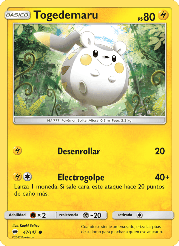 Togedemaru, carta 47 de Sombras Ardientes