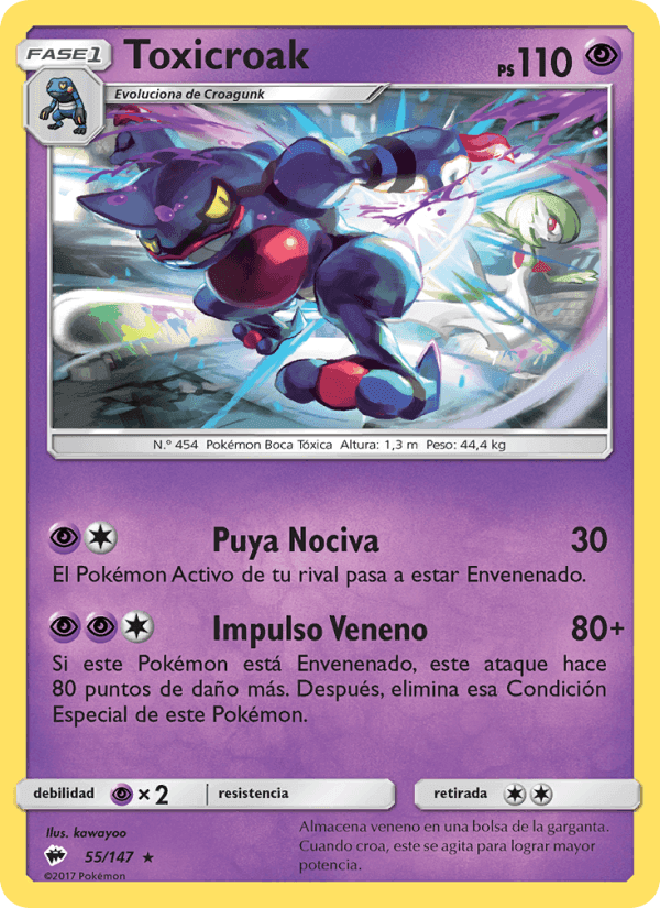 Toxicroak, carta 55 de Sombras Ardientes