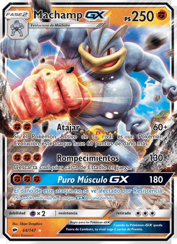 Machamp GX, carta 64 de Sombras Ardientes