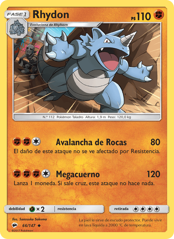 Rhydon, card 66 from Sombras Ardientes