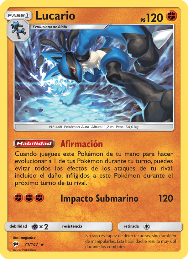 Lucario, carta 71 di Sombras Ardientes
