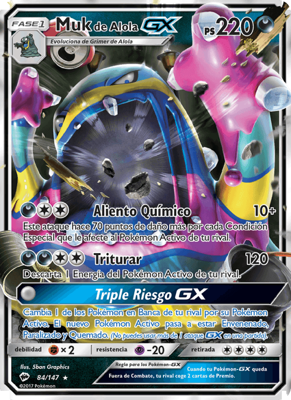 Muk de Alola GX, carta 84 de Sombras Ardientes