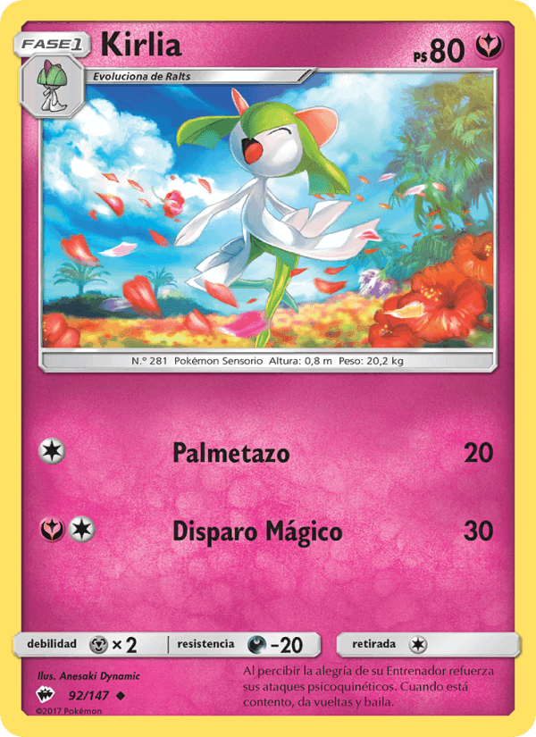 Kirlia, carta 92 de Sombras Ardientes