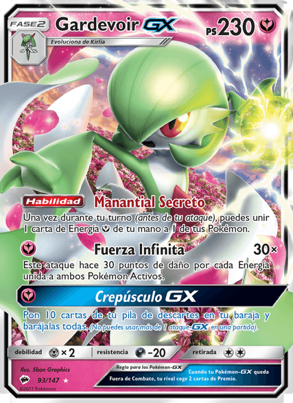 Gardevoir GX, card 93 from Sombras Ardientes