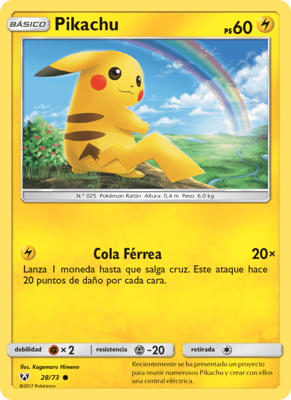 Pikachu, card 28 from Leyendas Luminosas
