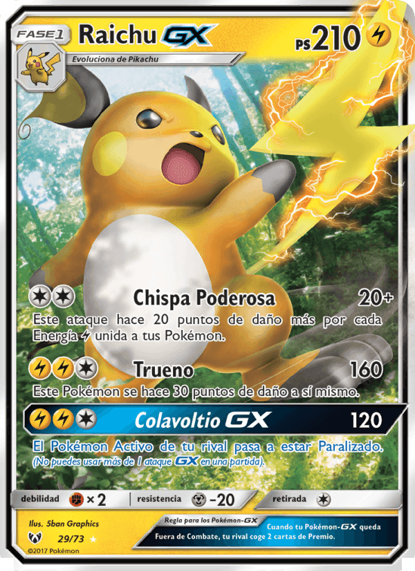 Raichu GX, carta 29 de Leyendas Luminosas