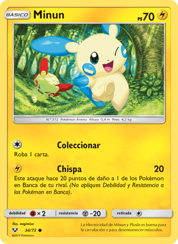 Minun, carta 34 di Leyendas Luminosas