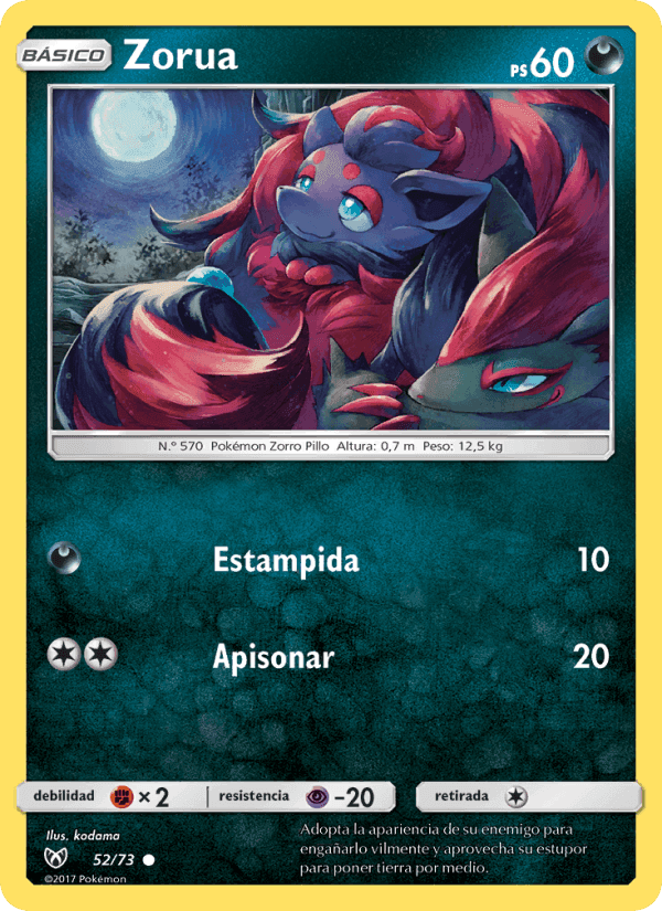 Zorua, carta 52 de Leyendas Luminosas