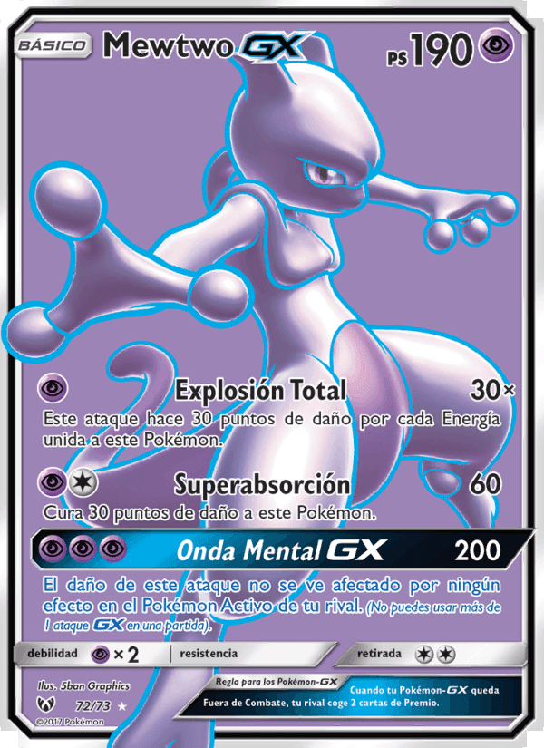 Mewtwo GX, card 72 from Leyendas Luminosas
