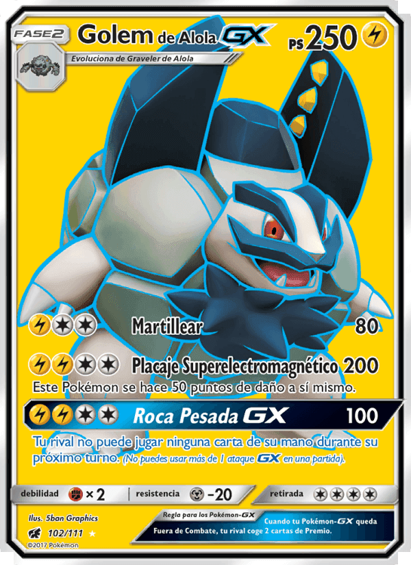 Golem de Alola GX, carta 102 de Invasión Carmesí