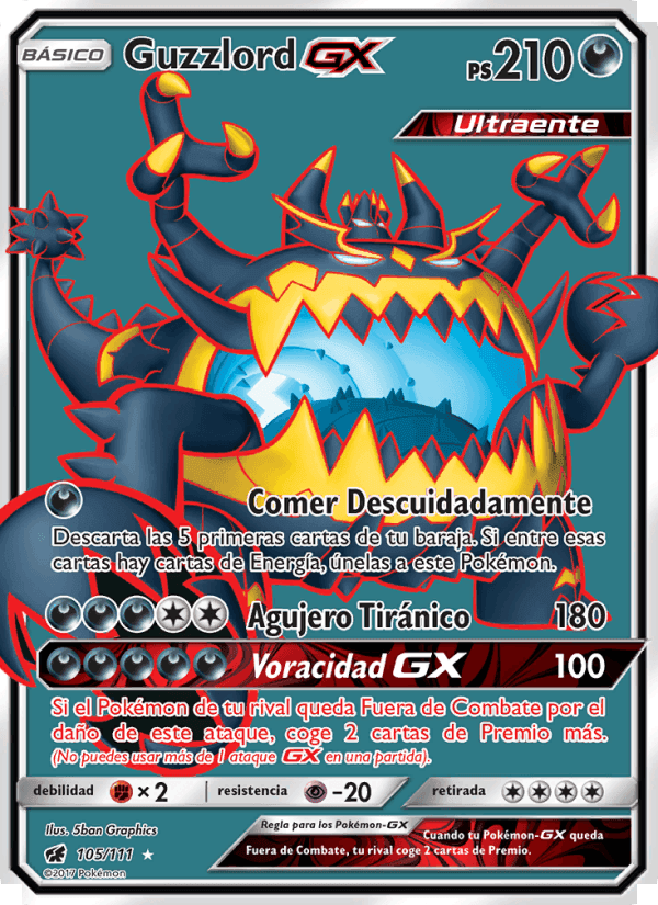 Guzzlord GX, card 105 from Invasión Carmesí