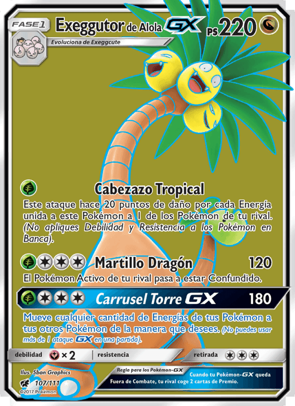 Exeggutor de Alola GX, carta 107 de Invasión Carmesí