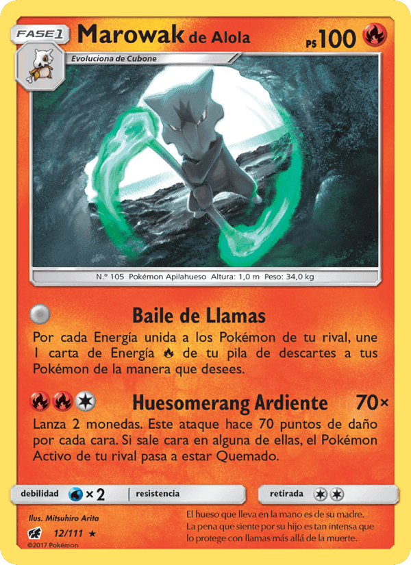 Marowak de Alola, card 12 from Invasión Carmesí