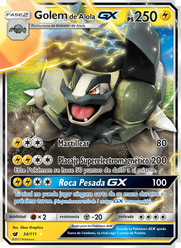 Golem de Alola GX, carta 34 de Invasión Carmesí