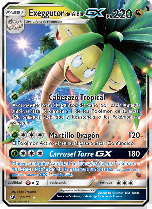 Exeggutor de Alola GX, card 74 from Invasión Carmesí