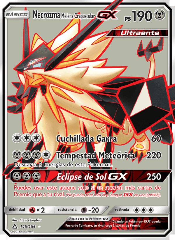 Necrozma Melena Crepuscular GX, carta 145 de Ultraprisma
