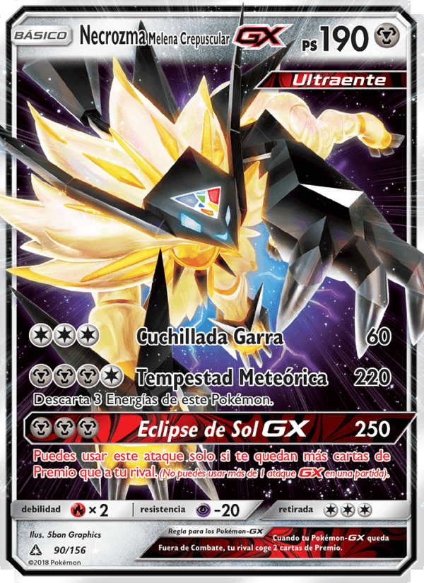 Necrozma Melena Crepuscular GX, carta 90 de Ultraprisma