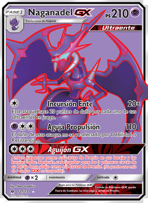 Naganadel GX, card 121 from Luz Prohibida