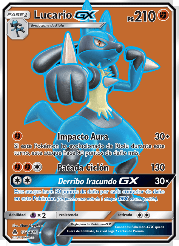 Lucario GX, carta 122 de Luz Prohibida