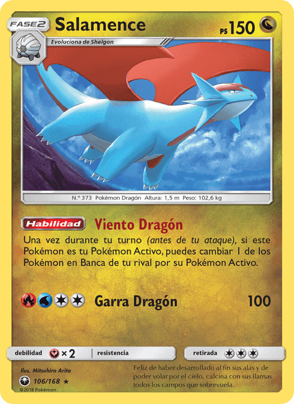 Salamence, card 106 from Tormenta Celestial