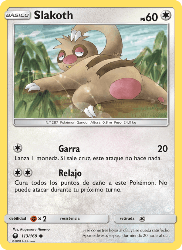 Slakoth, card 113 from Tormenta Celestial