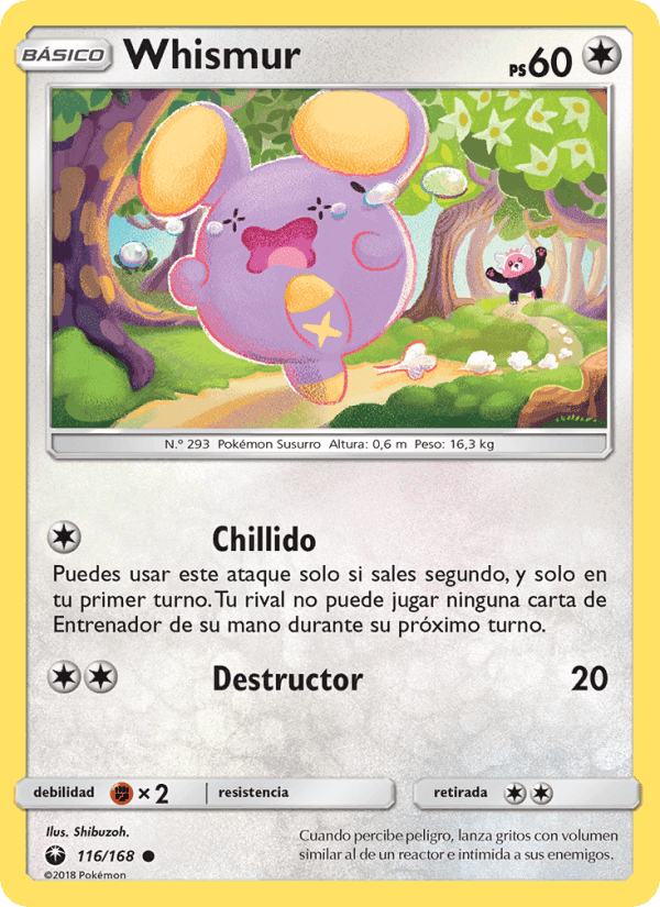 Whismur, carta 116 de Tormenta Celestial