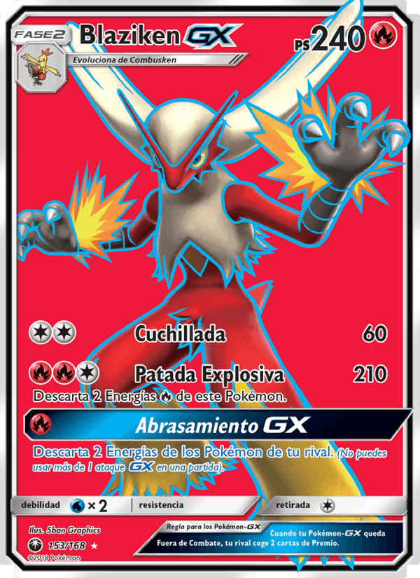 Blaziken GX, card 153 from Tormenta Celestial