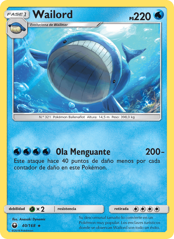 Wailord, carta 40 de Tormenta Celestial
