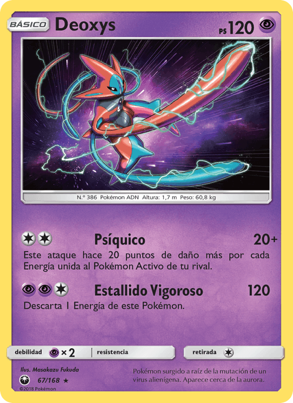 Deoxys, card 67 from Tormenta Celestial