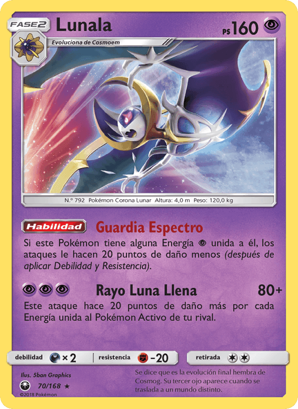 Lunala, card 70 from Tormenta Celestial