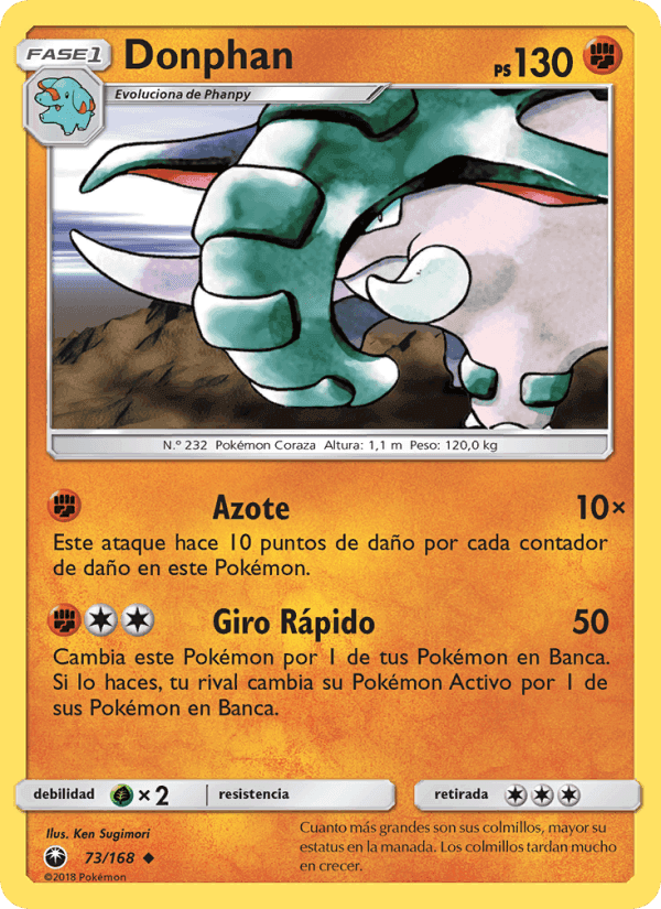 Donphan, carta 73 de Tormenta Celestial