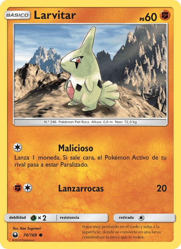 Larvitar, carta 74 de Tormenta Celestial