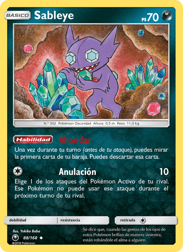 Sableye, carta 88 de Tormenta Celestial