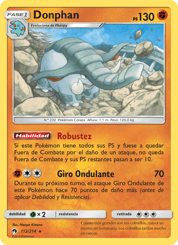 Donphan, carta 112 de Truenos Perdidos