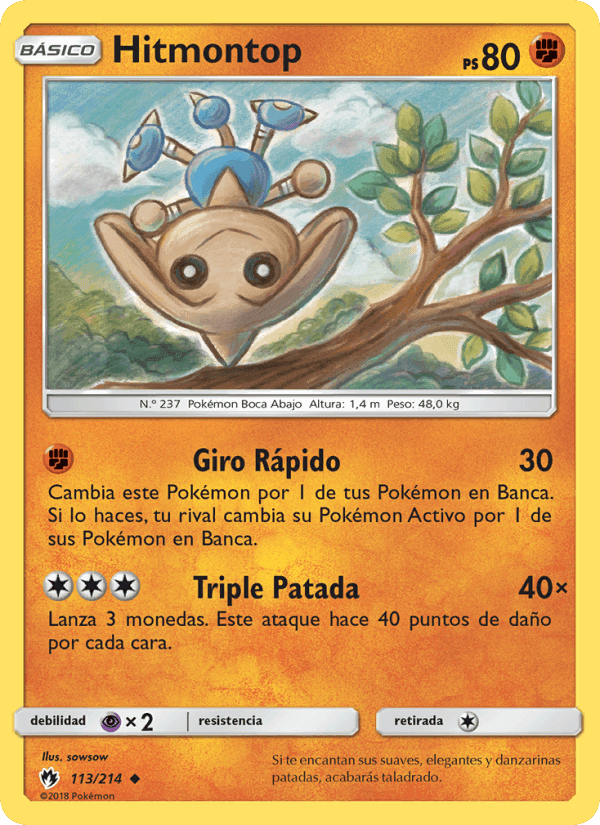Hitmontop, card 113 from Truenos Perdidos