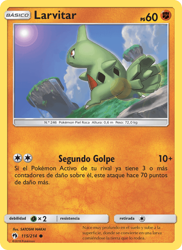 Larvitar, card 115 from Truenos Perdidos