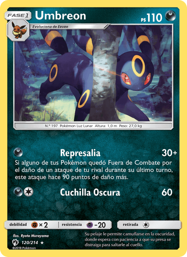 Umbreon, carte 120 de Truenos Perdidos