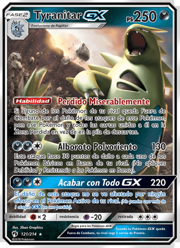 Tyranitar GX, card 121 from Truenos Perdidos