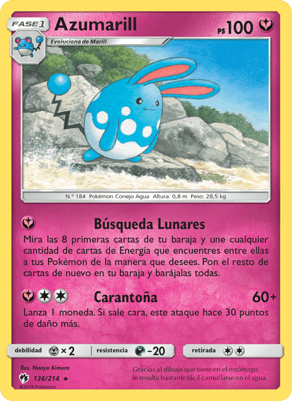 Azumarill, card 136 from Truenos Perdidos