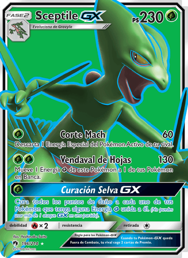 Sceptile GX, card 196 from Truenos Perdidos