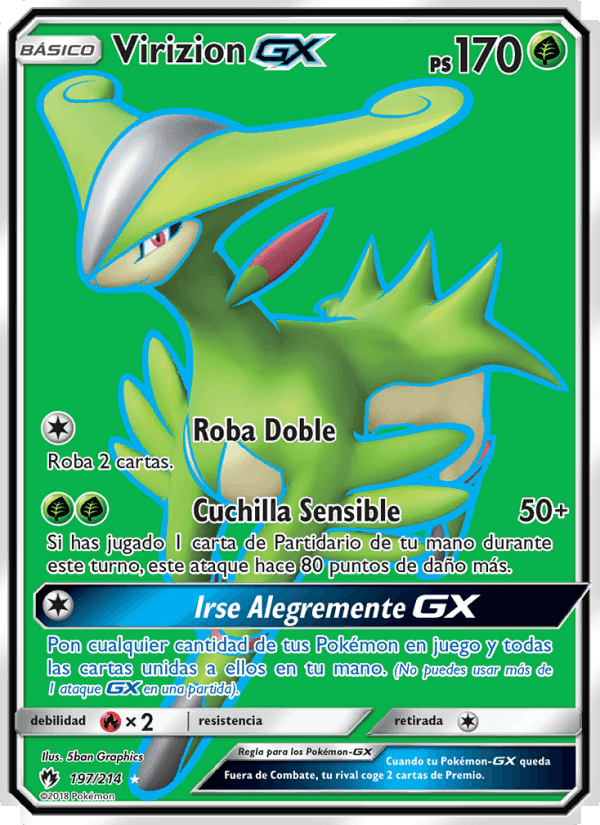 Virizion GX, carta 197 de Truenos Perdidos